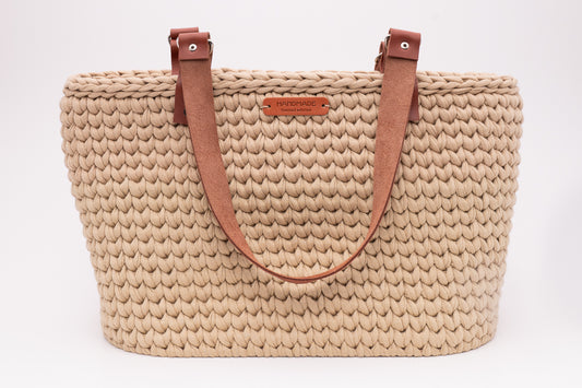 Handmade Crochet Tote Bag Beige