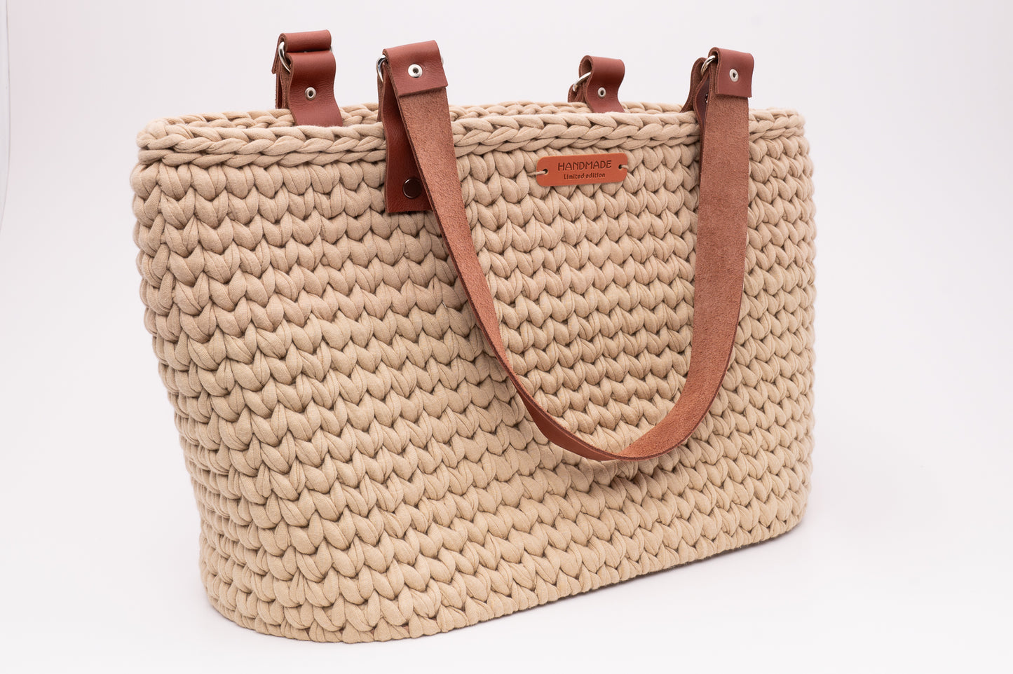 Handmade Crochet Tote Bag Beige