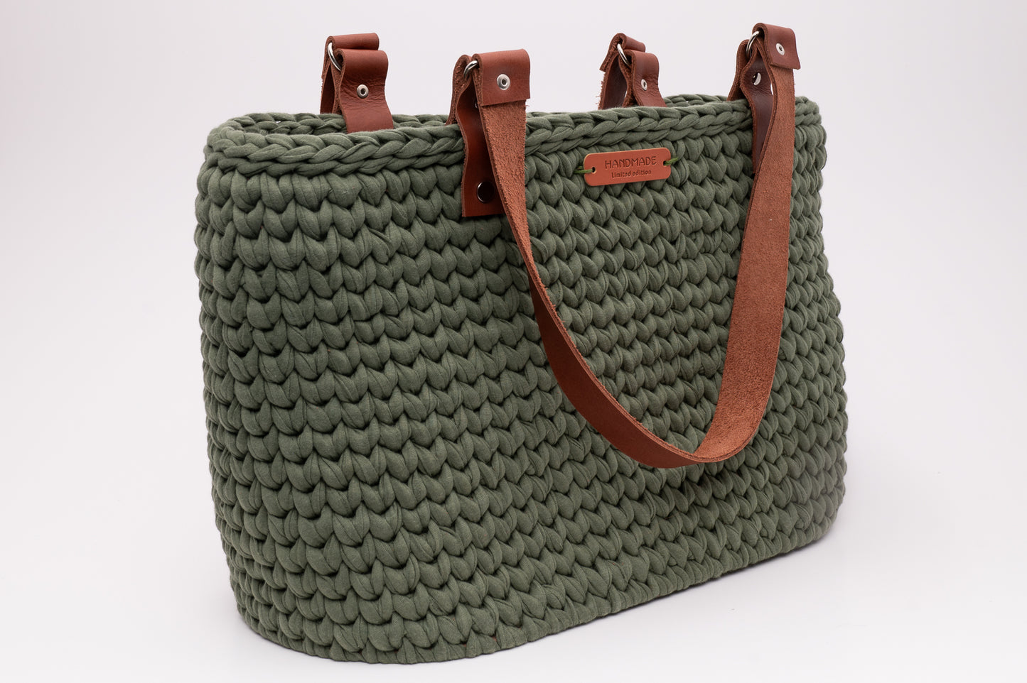 Handmade Crochet Tote Bag Olive