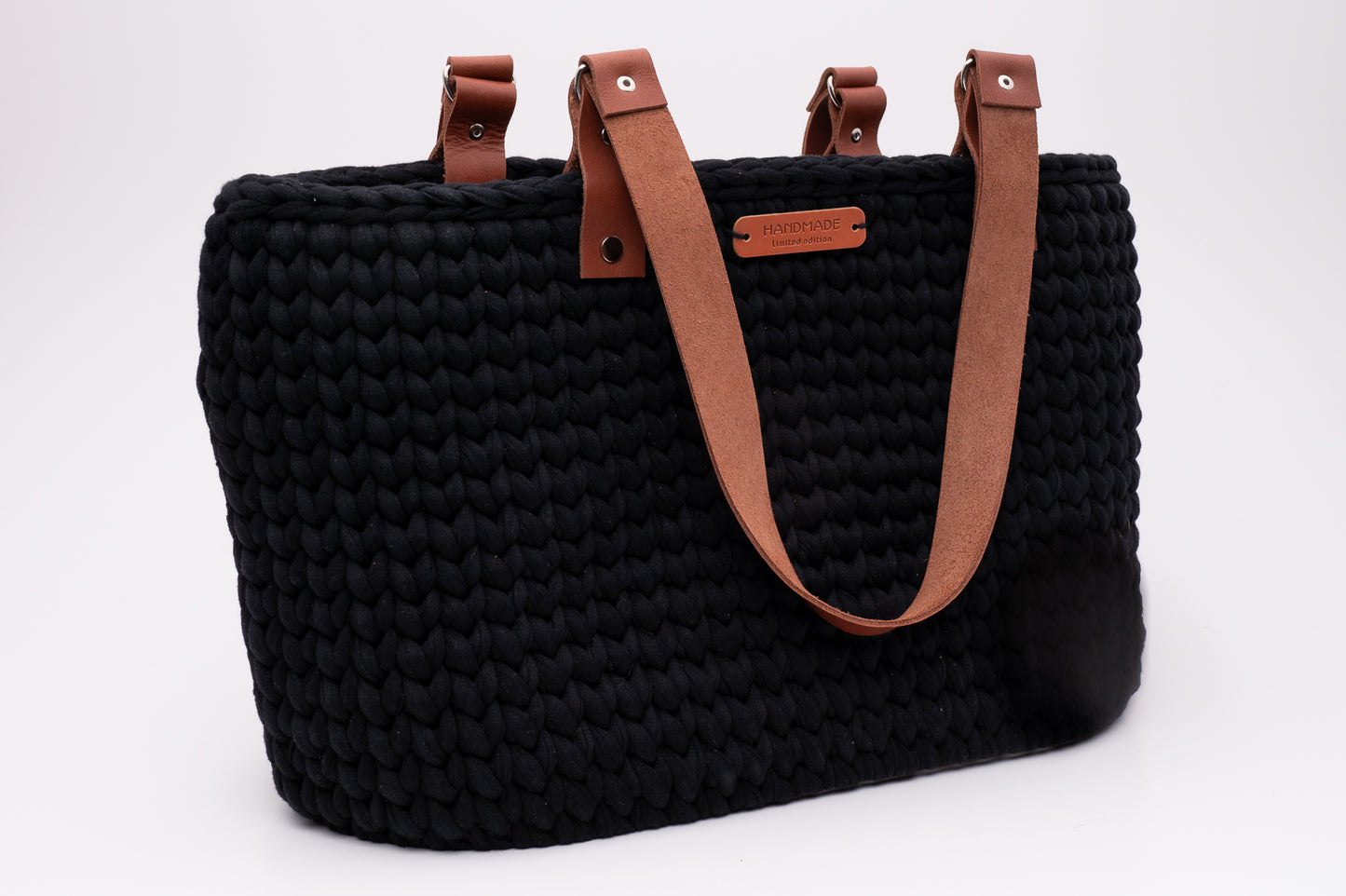 Handmade Crochet Tote Bag Black