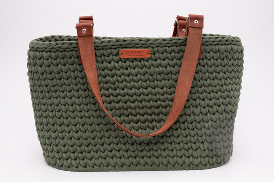 Handmade Crochet Tote Bag Olive